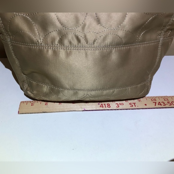 Authentic Coach Matte Gold Fabric Satchel with Shoulder Straps, Zipper Close - Picture 11 of 15